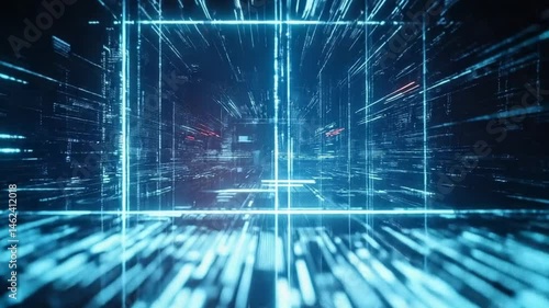 Futuristic Digital Data Stream Visual Background for Technology and Innovation