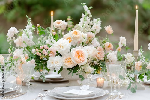 Romantic Table Setting with Soft Candlelight.
