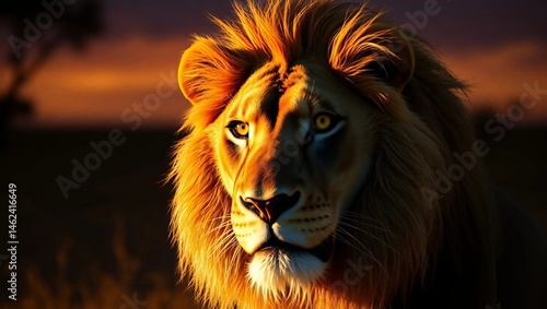 Noble Lion with Golden Mane