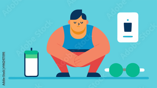 Hydration Tracker A weightlifter pausing between sets looking at a hydration app that visualizes their fluid intake versus loss through sweat.