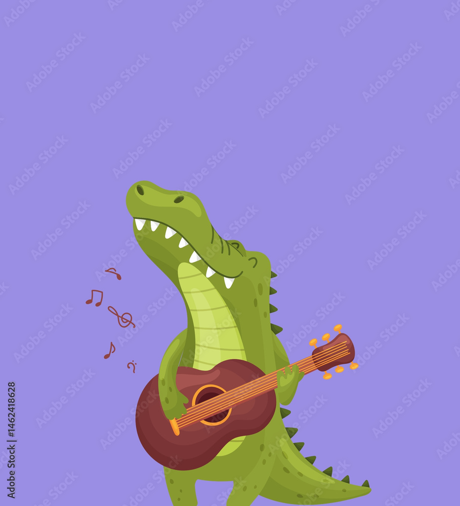 Fototapeta premium a crocodile performing on stage playing the guitar is really great playing the guitar