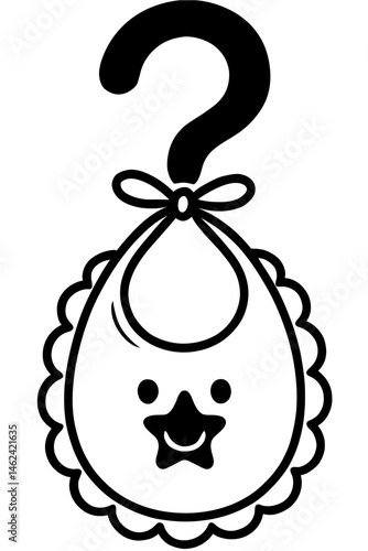 Baby Bib with Question Mark Illustration - Baby Mystery