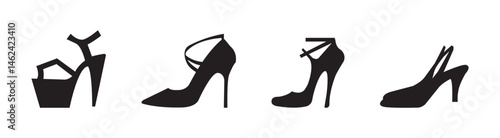 shoe high heel vector silhouette, woman high heel icon