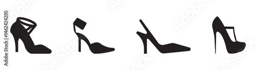 set of women shoes Set of black high heel shoes silhouettes