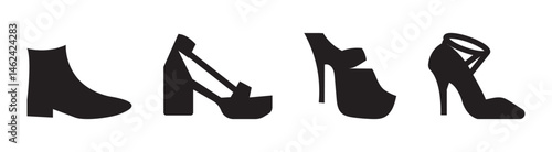 set of women shoes Set of black high heel shoes silhouettes