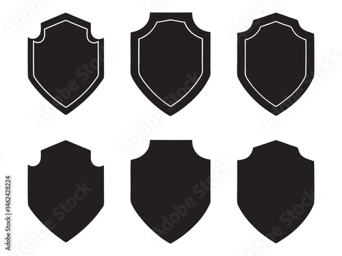Shield icon vector set, Set of shields silhouette, Protect shield security icon, Vector illustration