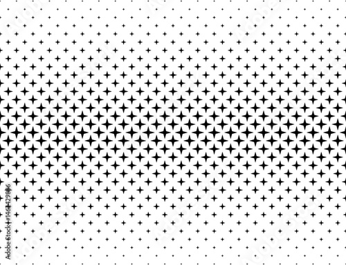 Geometric pattern based on stars on a white background.Seamless in one direction. Average fade out. 