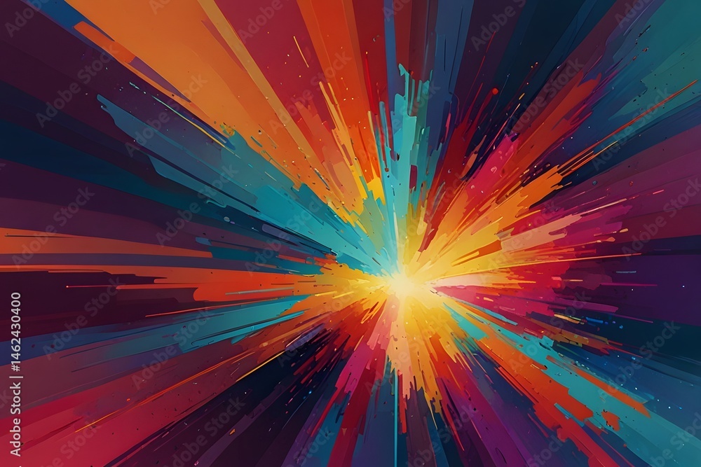 Abstract Colorful Explosion of Paint, Dynamic Radial Burst of Vibrant Hues Abstract Colorful Explosion of Paint, Dynamic Radial Burst of Vibrant Hues