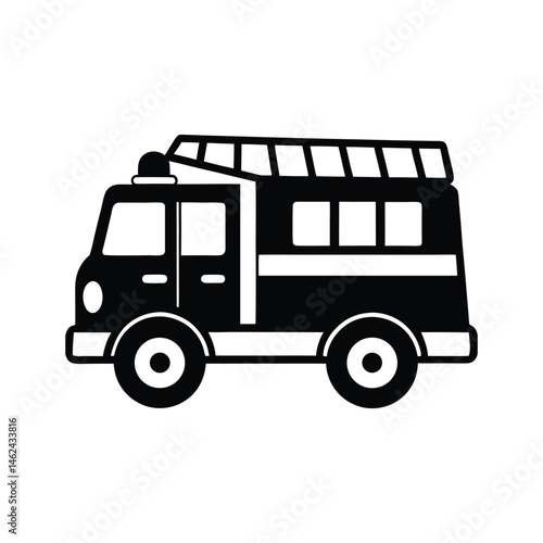 A fire truck silhouette vector art illustration