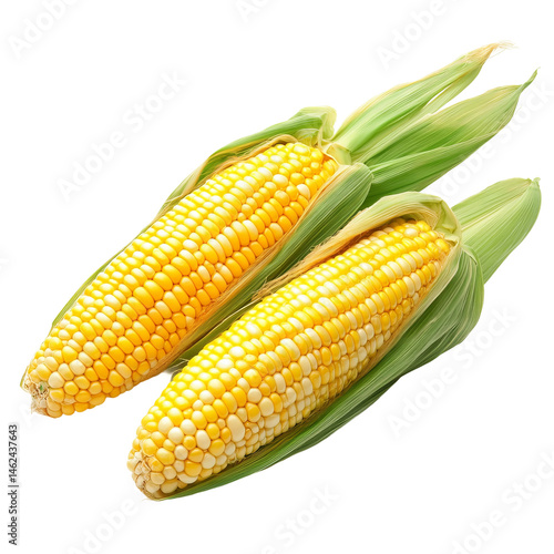 Wallpaper Mural Two fresh ears of corn, ready to be enjoyed. The corn kernels are a vibrant yellow color, and they are still in their green husks. Torontodigital.ca