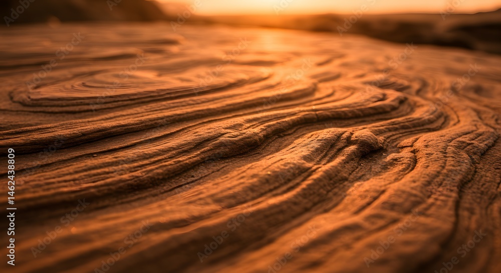 Fototapeta premium Intricate Textures of Sandstone Rock Formation at Sunset Golden Hues and Natural Patterns