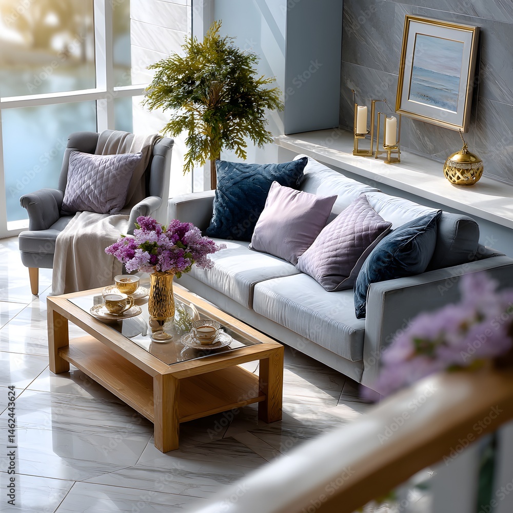 Elegant Living Room with Modern Furniture and Cozy Decor Elements for Stylish Interior Design