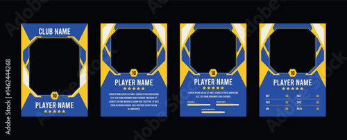 trading card template design for sports, picture frame for player performance, photo frame or border collection for hockey, basketball, and football sports flyer design, template eps 10.