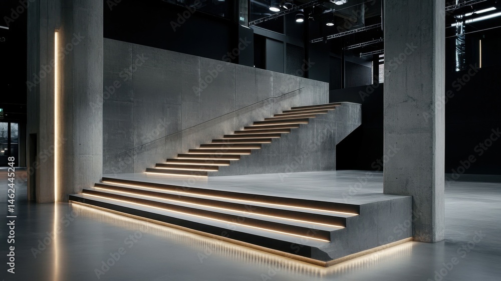 Obraz premium A modern art museum with dramatic lighting design