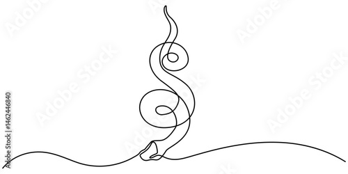 Continuous one line drawing snake cobra, Snake one line art,hand drawn continuous drawing contour,symbol of new year 2025.Poisonous reptile serpent outline,wildlife nature concept.Editable stroke.