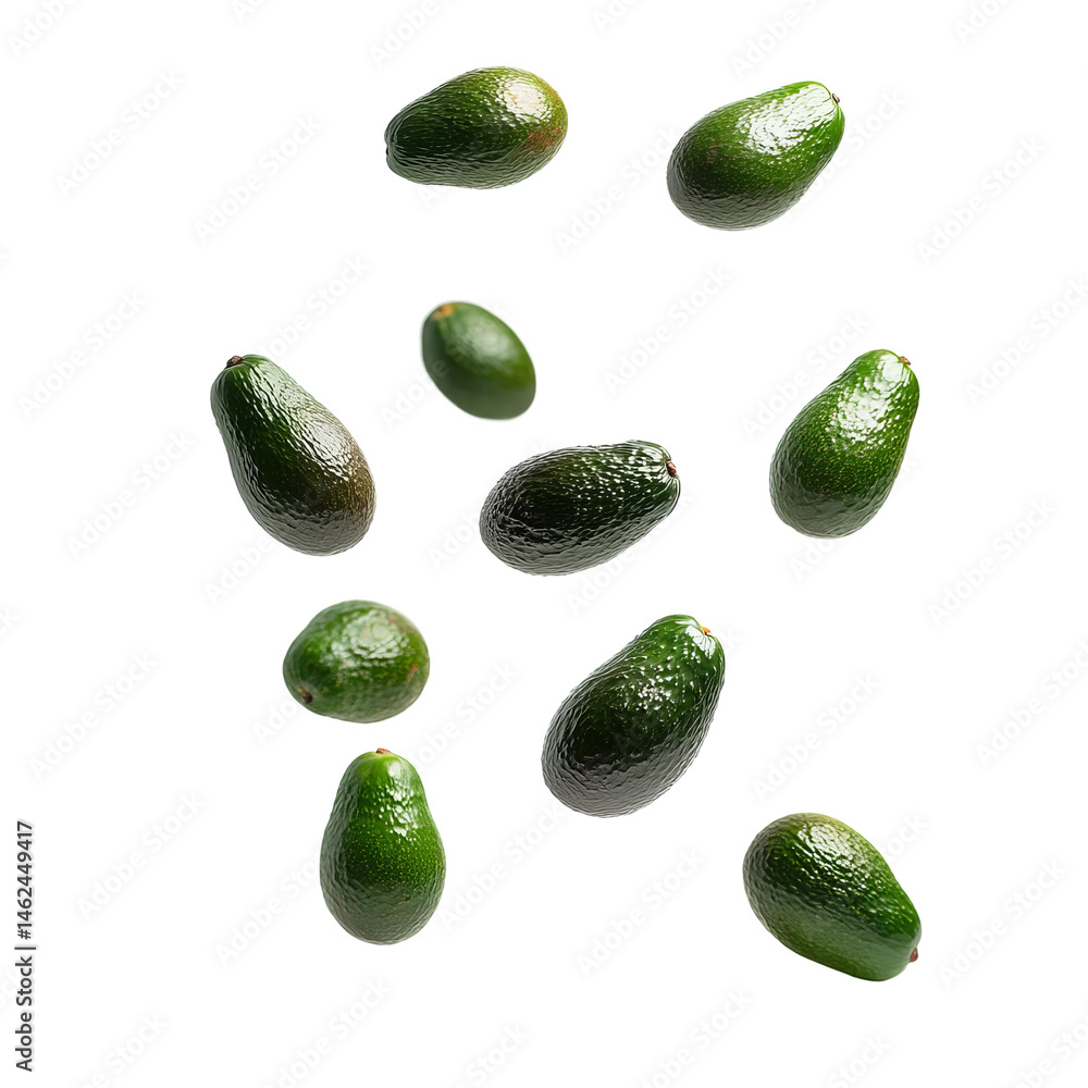 A fresh and vibrant display of green avocados, perfect for culinary creations A fresh and vibrant display of green avocados, perfect for culinary creations