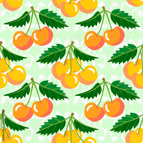 Vector - cherries ornament background seamless pattern.