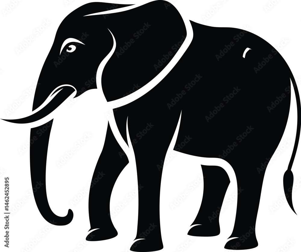 Fototapeta premium Elephant silhouette, elephant collection, elephant silhouette vector illustration on a white background