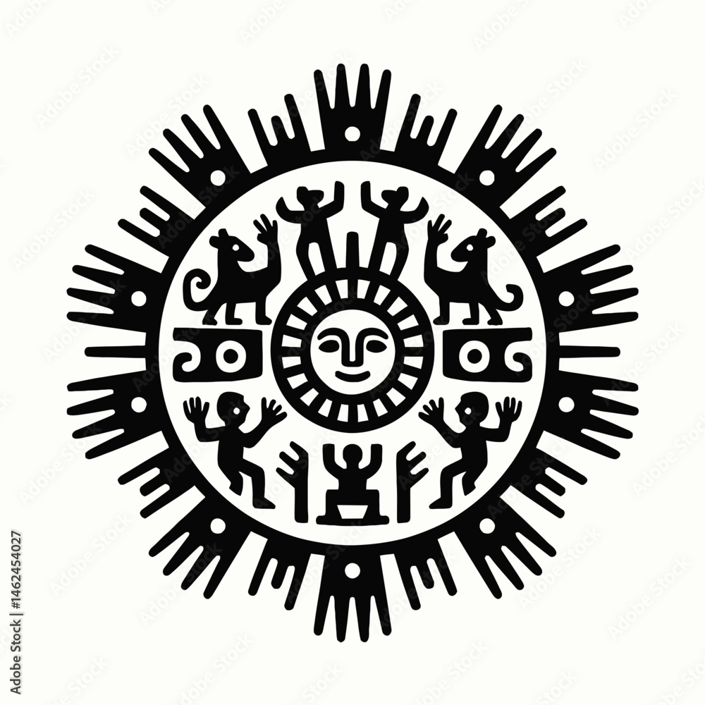 Fototapeta premium Tribal sun worshipper icon 