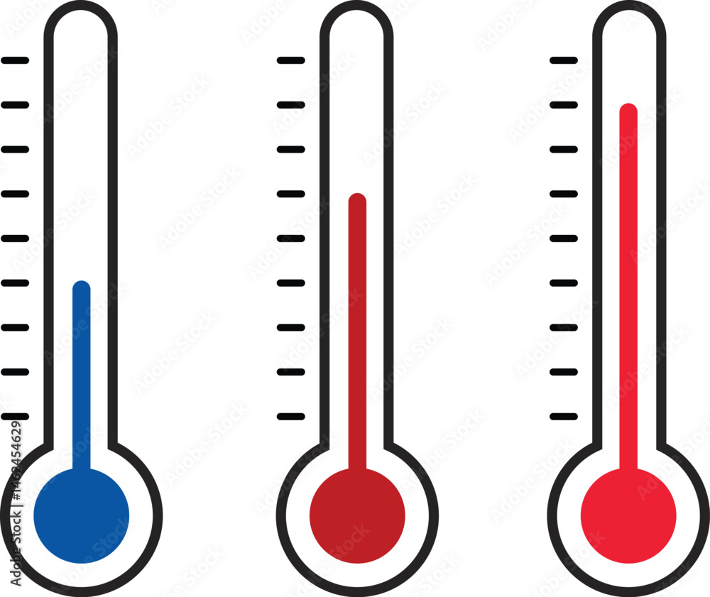 Thermometers Showing Varying Temperatures - Cold, Mild, and Hot | Temperature Scale for Weather Reports, Educational Materials, Health Monitoring, and Climate Change Visuals Thermometers Showing Varying Temperatures - Cold, Mild, and Hot | Temperature Scale for Weather Reports, Educational Materials, Health Monitoring, and Climate Change Visuals