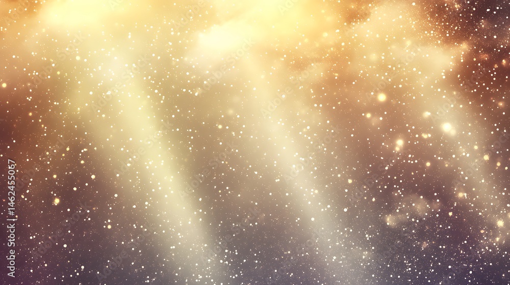 Naklejka premium Golden Glittering Sparkle Background with Light Rays