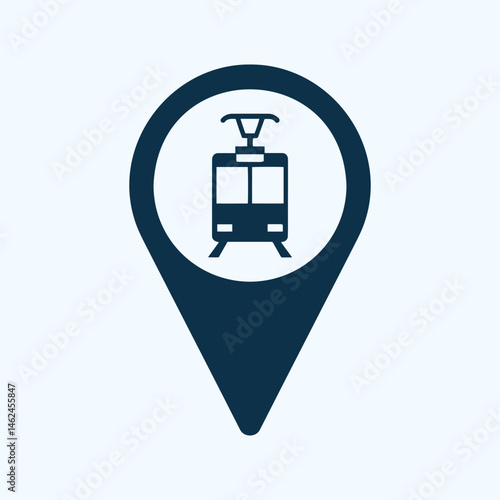 Tram Stop Location Pin Icon – Simple Transport Map Marker