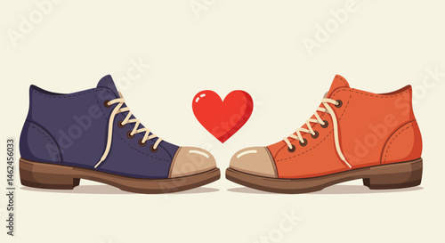 Stylish blue canvas shoe with brown sole and beige laces side view
