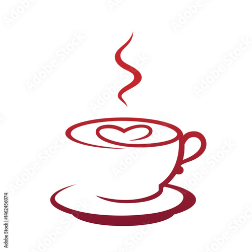 Minimal coffee mug love logo coffee cup lines and heart vector symbol design icon 