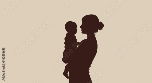 Abstract Brown Silhouettes Against Beige Background