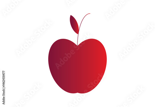 Red Apple Icon with Gradient Fill, Minimal Fruit Illustration for Design.