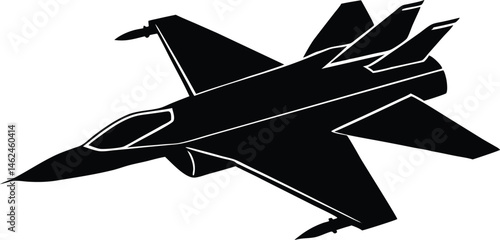 Silhouette of F16 Falcon Jet Military Aircraft