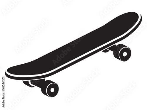Skateboard vector silhouette, Skateboard icon vector illustration on a white background