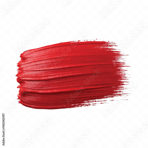 abstract smooth smudged carmine red lipstick swatch stroke isolated on transparent background
