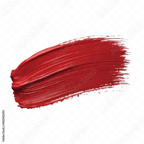 abstract smooth smudged carmine red lipstick swatch stroke isolated on transparent background