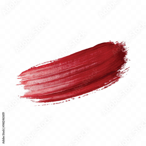abstract smooth smudged carmine red lipstick swatch stroke isolated on transparent background