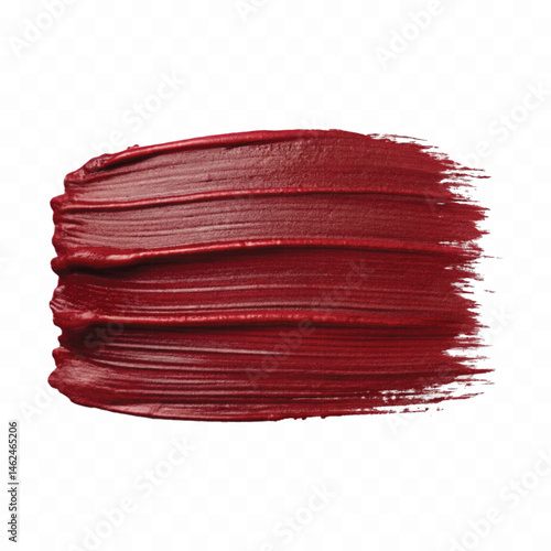 abstract smooth smudged carmine red lipstick swatch stroke isolated on transparent background