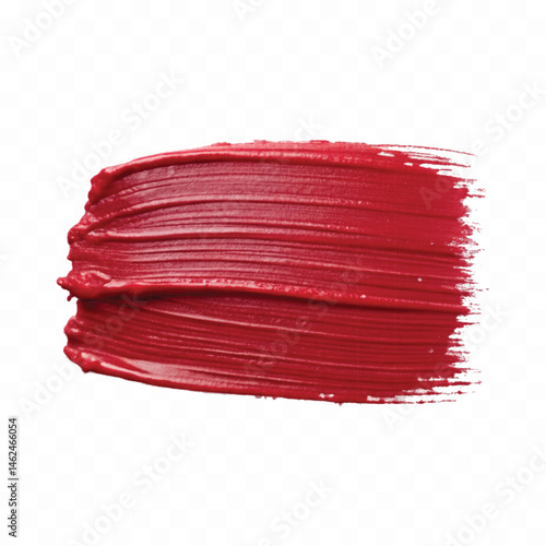 abstract smooth smudged carmine red lipstick swatch stroke isolated on transparent background