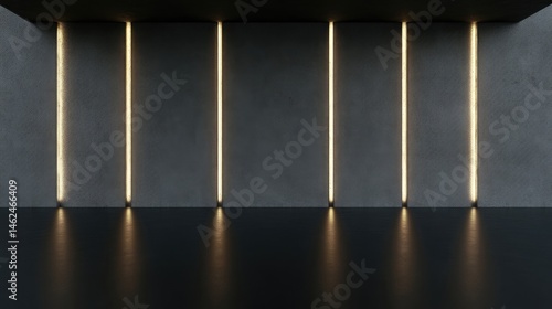 Modern, minimalist concrete room with subtle lighting