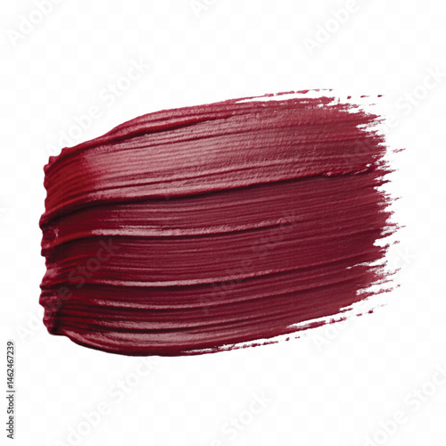 abstract smooth smudged carmine red lipstick swatch stroke isolated on transparent background