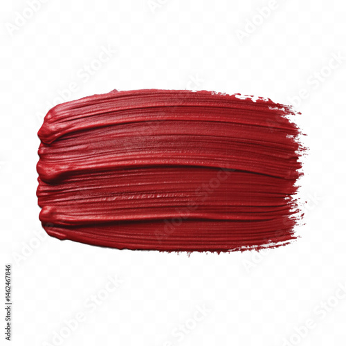 abstract smooth smudged carmine red lipstick swatch stroke isolated on transparent background