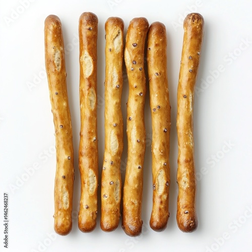 Crispy, golden-brown pretzel sticks, speckled with seeds