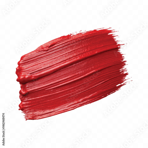 abstract smooth smudged carmine red lipstick swatch stroke isolated on transparent background