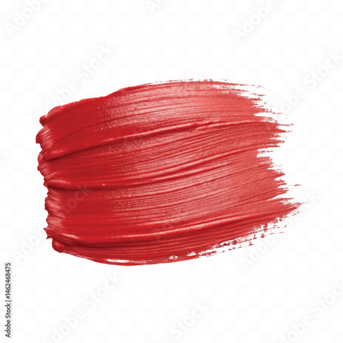 abstract smooth smudged carmine red lipstick swatch stroke isolated on transparent background