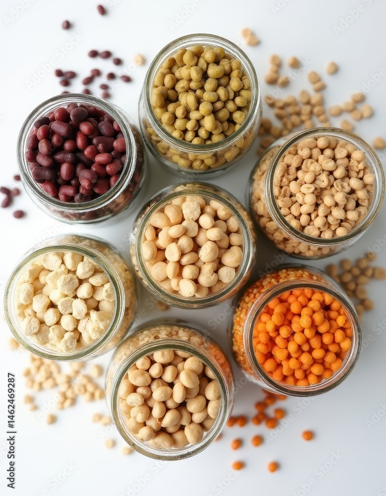 Assorted Legumes in Glass Jars Assorted Legumes in Glass Jars