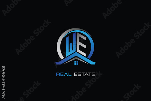 WE real estate letters logo design for construction or house. WE real estate letters logo Vector design