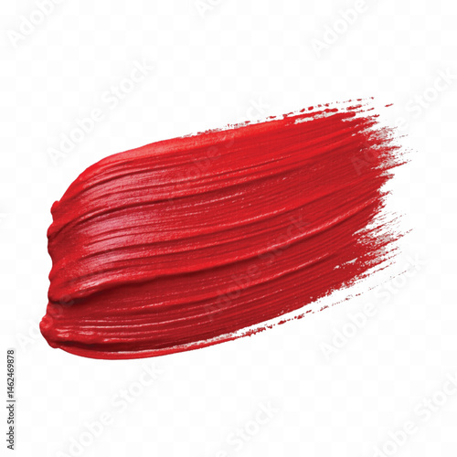 abstract smooth smudged carmine red lipstick swatch stroke isolated on transparent background