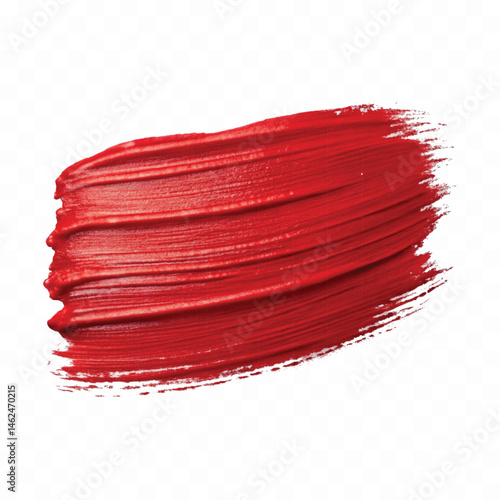 abstract smooth smudged carmine red lipstick swatch stroke isolated on transparent background
