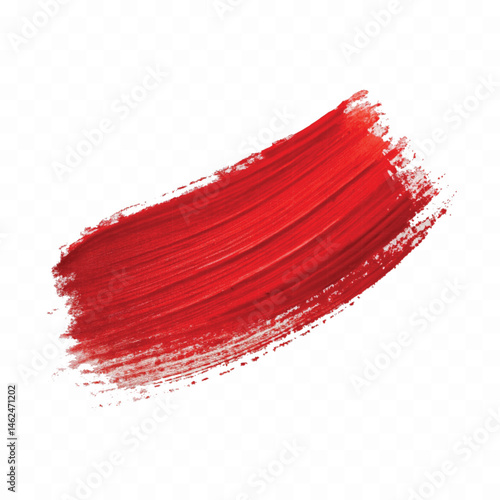 abstract smooth smudged carmine red lipstick swatch stroke isolated on transparent background