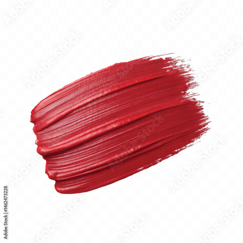 abstract smooth smudged carmine red lipstick swatch stroke isolated on transparent background