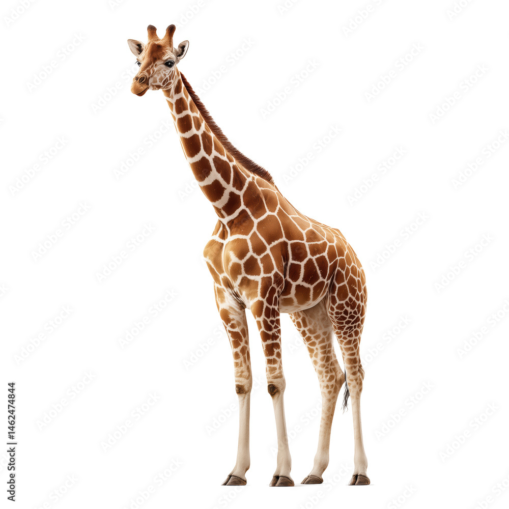 Obraz premium Majestic Giraffe, A Stunning Wildlife Capture , isolated on white background png